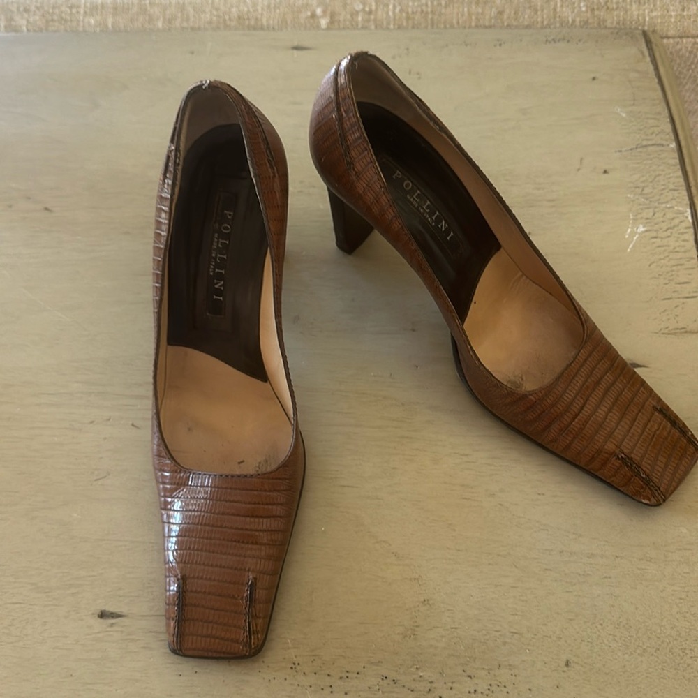 Pollini Classic Lizard/Snake Print Italian Heels US 6.5
